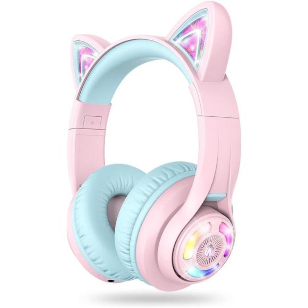 Cat Ear Kids Bluetooth Headphones,LED Lights Up,74/85/94dB Volume Limited